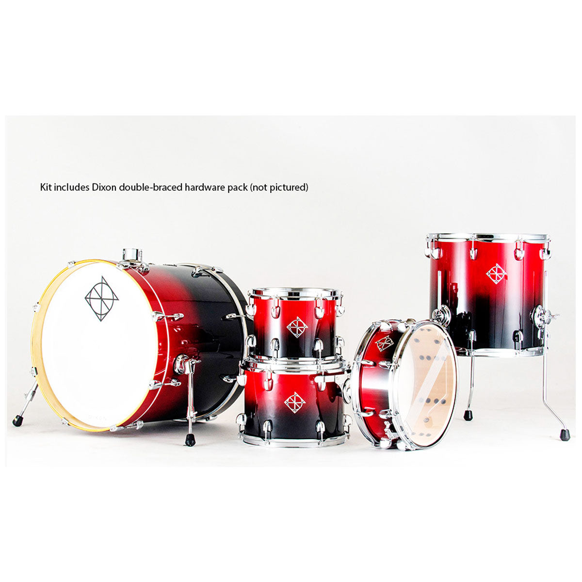 Dixon Fuse Maple 522 Series Drum Kit 5-Piece Candy Red Fade Gloss w/ 9278 Hardware - PODFM522CRFPK