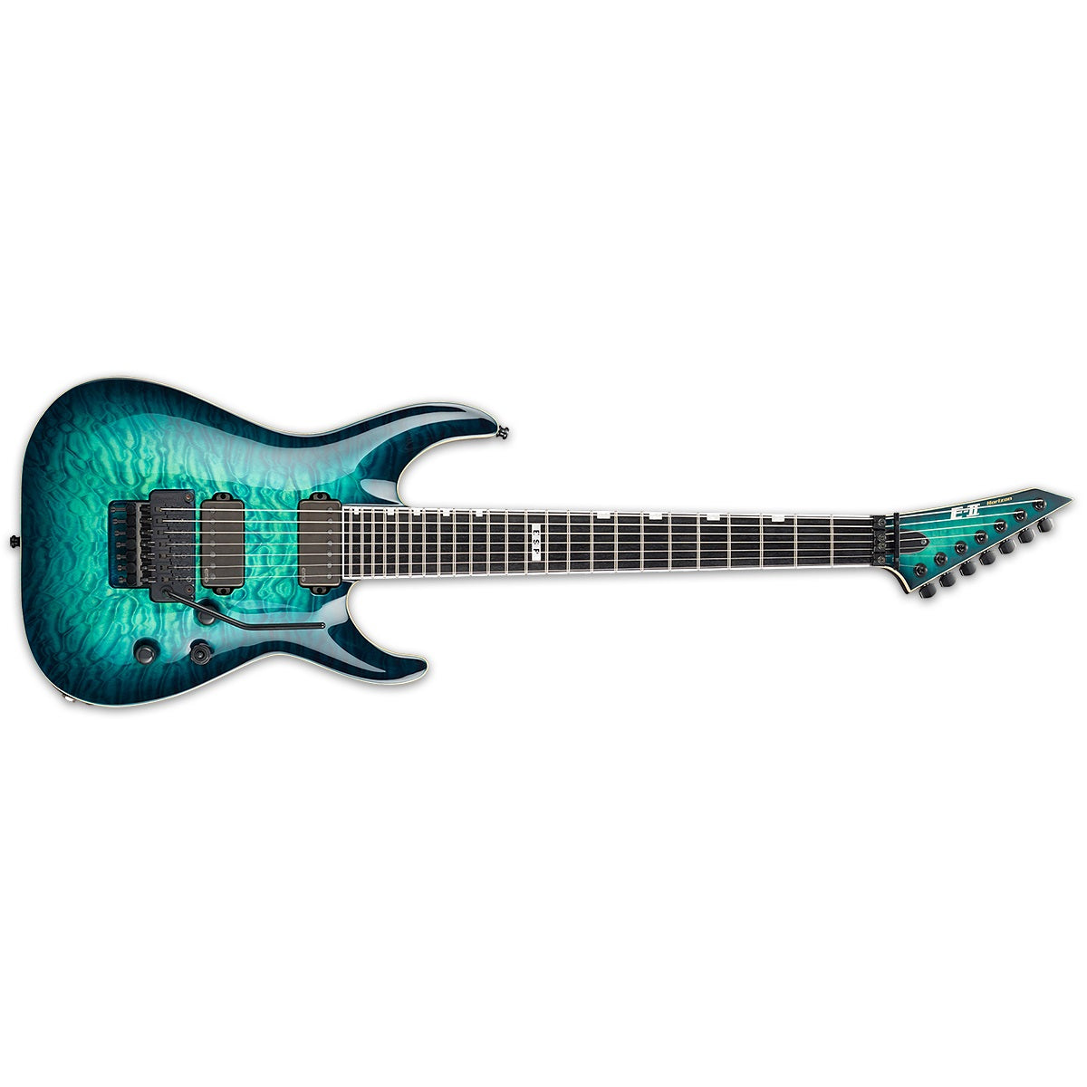 ESP E-II Horizon FR-7 Electric Guitar 7-String Quilted Maple Black Turquoise Burst w/ EMGs & Floyd Rose