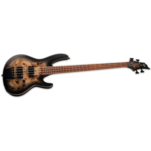 ESP LTD D-4 Bass Guitar Burled Poplar Black Natural Burst Satin
