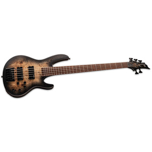 ESP LTD D-5 Bass Guitar Burled 5-String Poplar Black Natural Burst Satin - LD-5BPBLKNBS