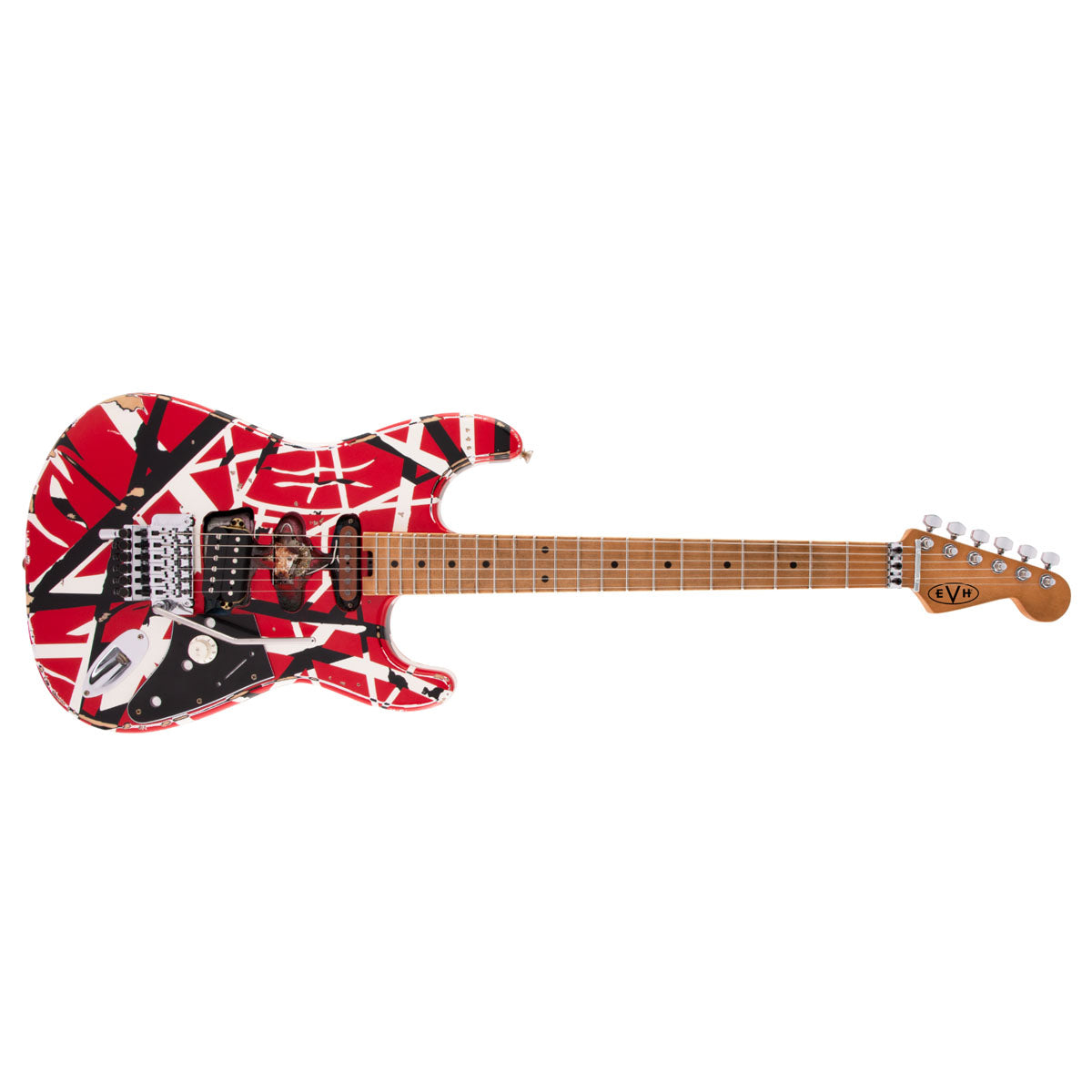EVH Striped Series Frankie Electric Guitar Red w/ Black Stripes Relic - 5107900503
