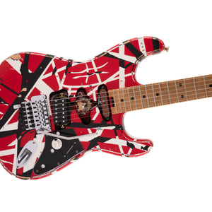 EVH Striped Series Frankie Electric Guitar Red w/ Black Stripes Relic - 5107900503