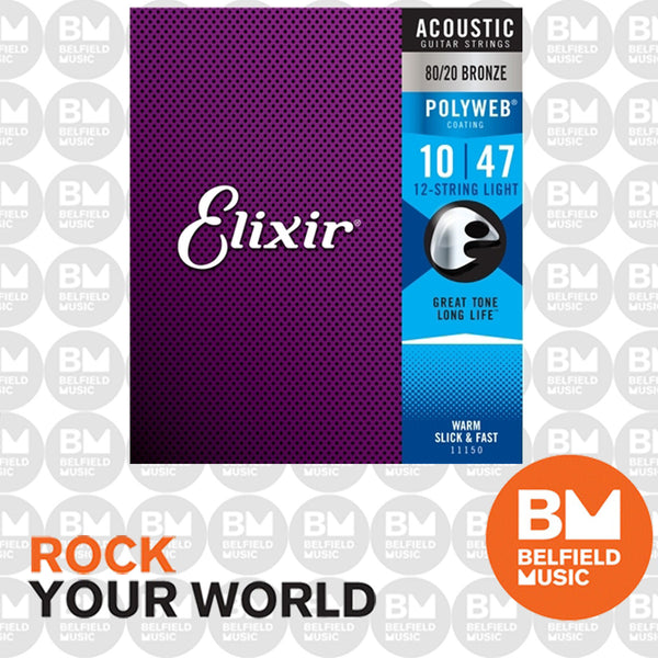 Elixir 11150 Acoustic 12String Guitar Strings Polyweb Light 1047 APW
