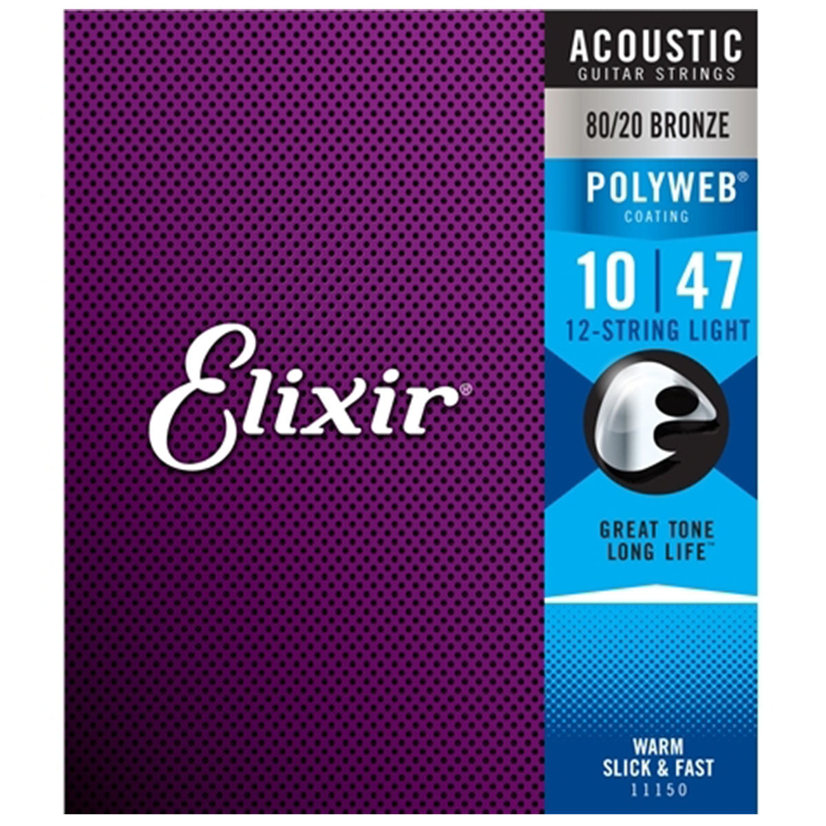 Elixir 11150 Acoustic 12-String Guitar Strings Polyweb Light 10-47 A-PW-12L