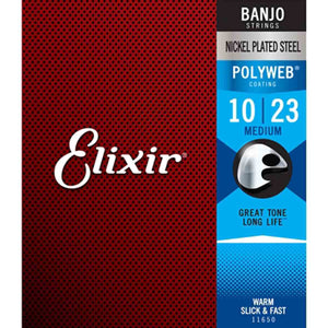 Elixir 11650 Banjo Strings Polyweb Medium 10-23 BJ-PW-M