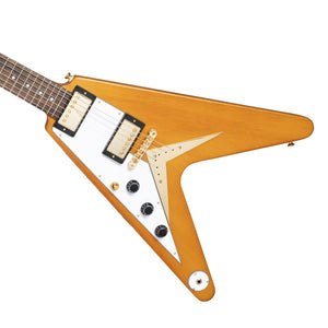 Epiphone 1958 Korina Flying V Electric Guitar Left Handed White Pickguard Aged Natural w/ Hard Case