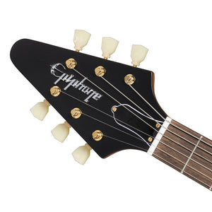 Epiphone 1958 Korina Flying V Electric Guitar Left Handed White Pickguard Aged Natural w/ Hard Case