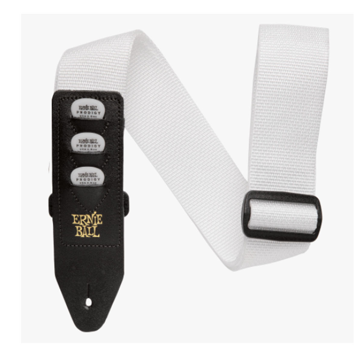 Ernie Ball 4259 Polypro Guitar Strap White w/ Pickholder