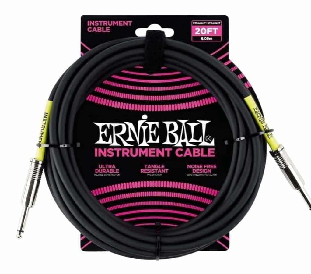 Ernie Ball 6046 Ultraflex 20ft (6m) Black Instrument Cable Straight/Straight