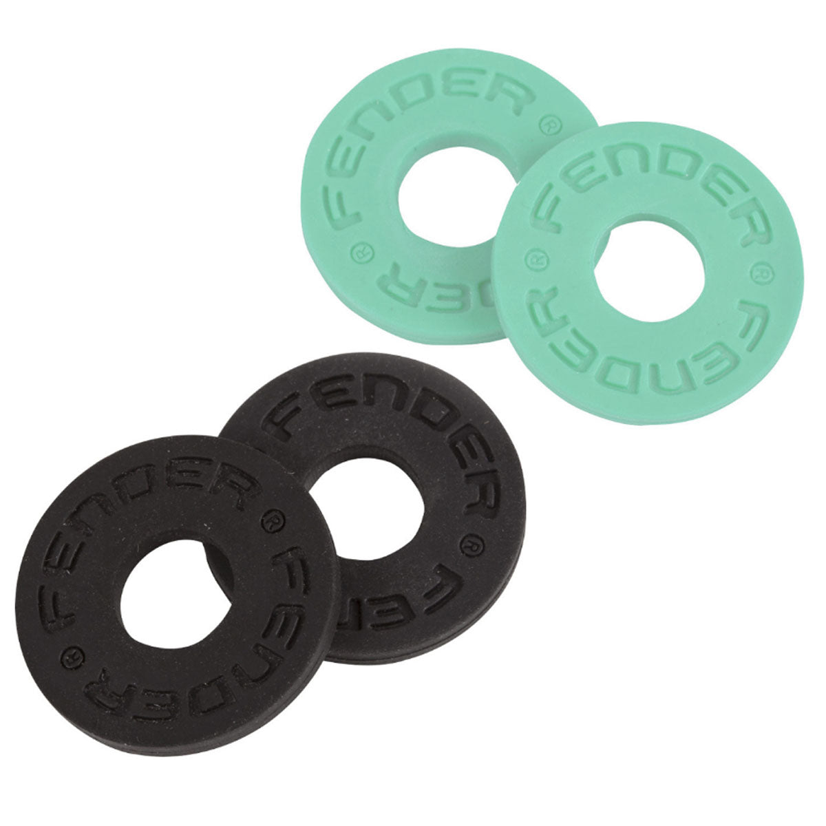 Fender Guitar Strap Block 4-Pack - Black (2) &amp; Surf Green (2) - 0990819020