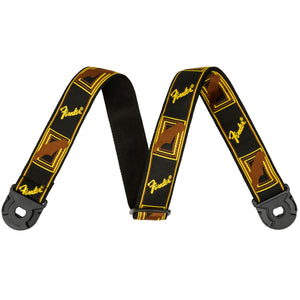 Fender Guitar Strap Quick Grip Locking End Strap Black Yellow and Brown 2inch - 0990629001