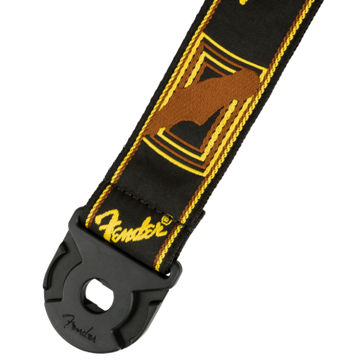 Fender Guitar Strap Quick Grip Locking End Strap Black Yellow and Brown 2inch - 0990629001