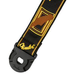 Fender Guitar Strap Quick Grip Locking End Strap Black Yellow and Brown 2inch - 0990629001