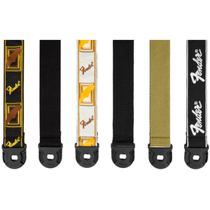 Fender Guitar Strap Quick Grip Locking End Strap Black Yellow and Brown 2inch - 0990629001