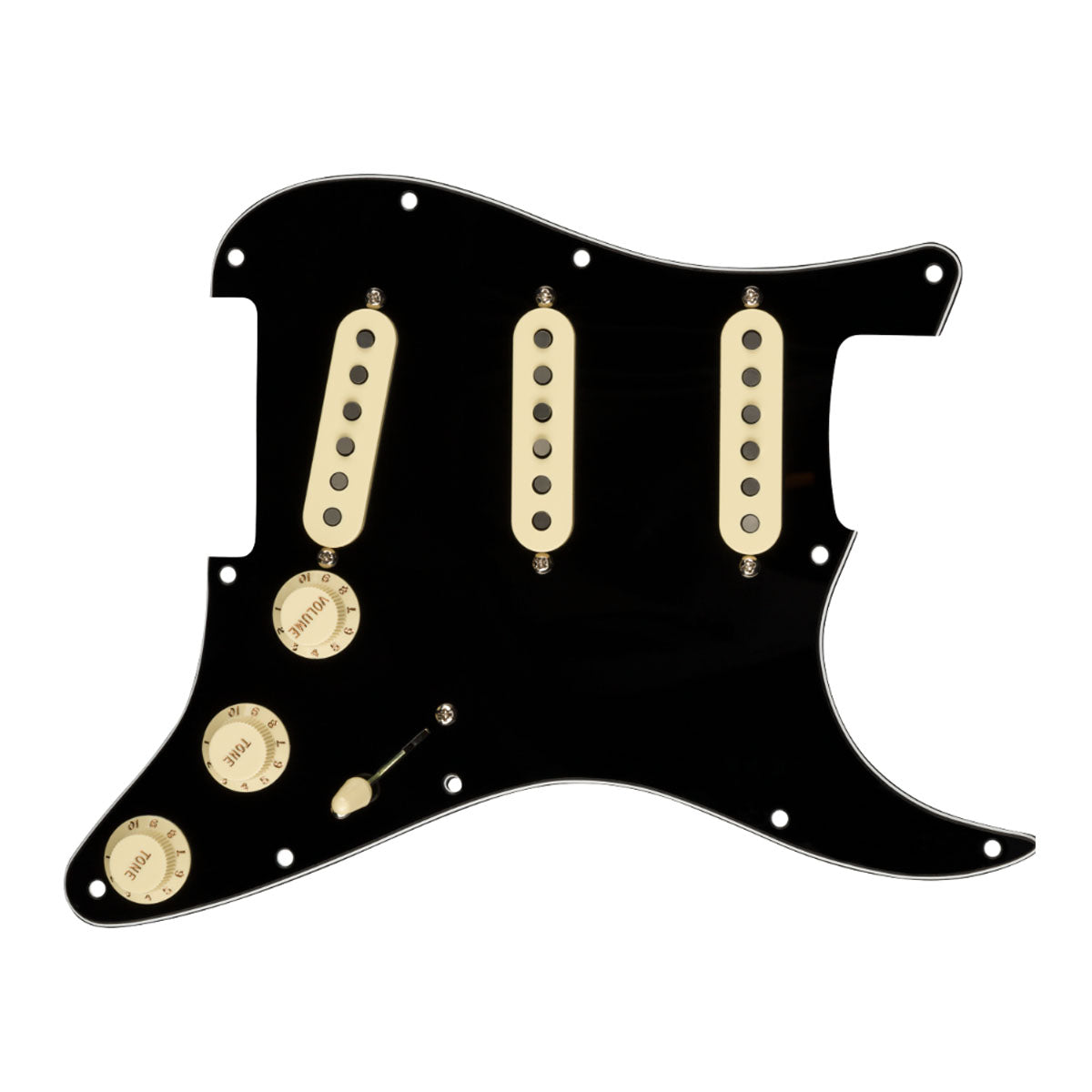 Fender Pre-Wired Strat Pickguard, Custom Shop Fat 50s SSS, Black 11 Hole PG - 0992340506