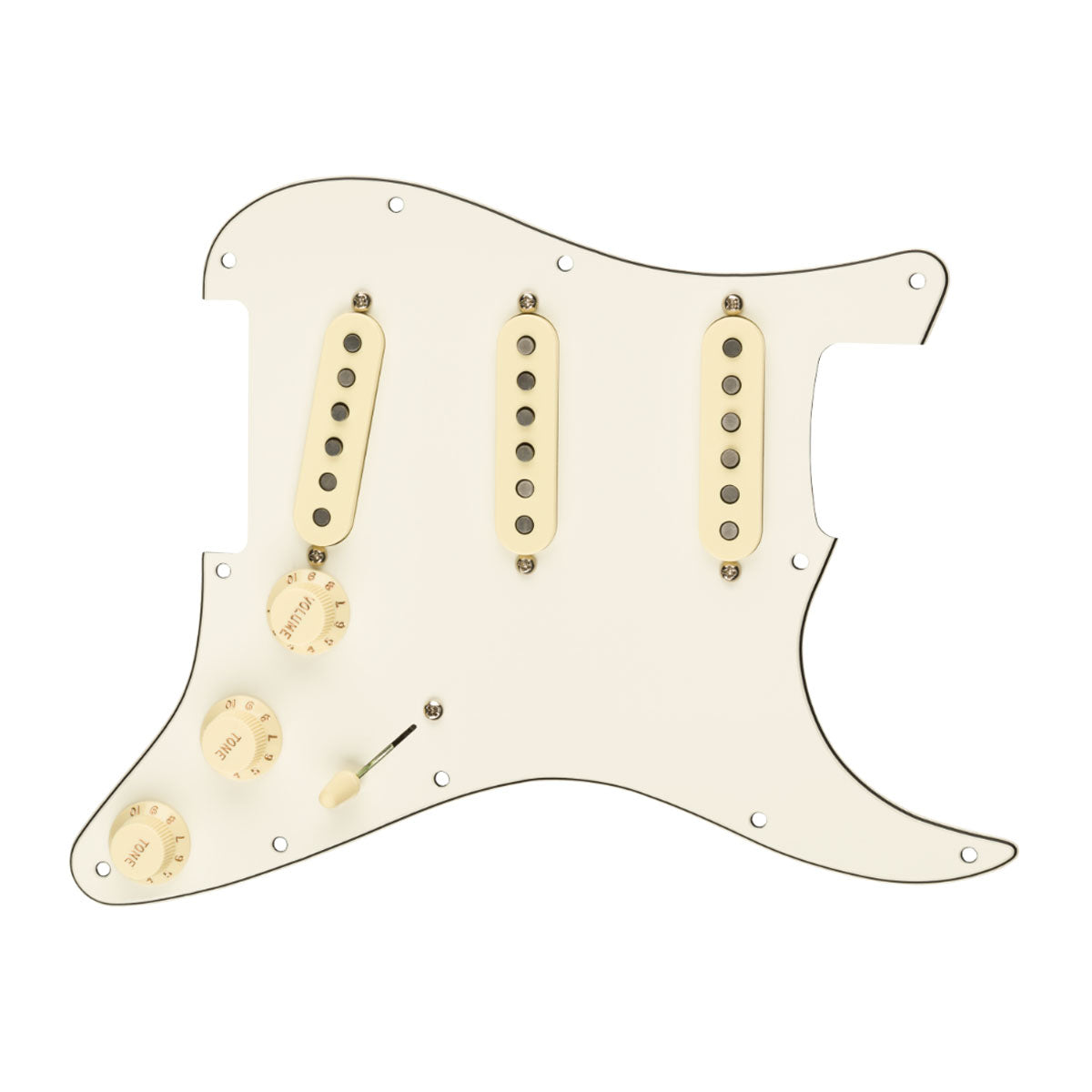 Fender Pre-Wired Strat Pickguard, Custom Shop Custom 69 SSS, Parchment 11 Hole PG - 0992341509