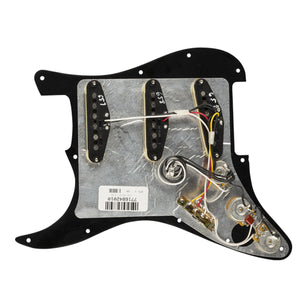 Fender Pre-Wired Strat Pickguard, Tex-Mex SSS, Black 11 Hole PG - 0992343506
