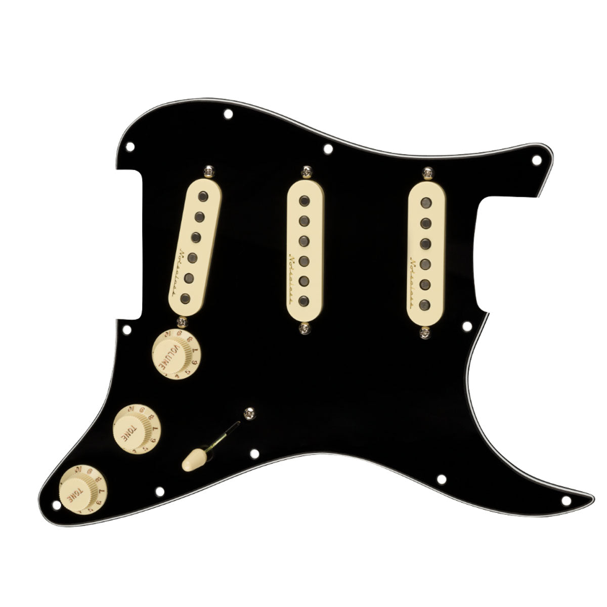 Fender Pre-Wired Strat Pickguard, Vintage Noiseless SSS, Black 11 Hole PG - 0992344506