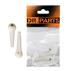 DR PARTS GP312W Plastic Bridge Pins Set of 6 - White w/ Black Dot