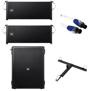 JBL BRX 2.1 Starter Line Array PA Speaker Bundle w/ Cables & Adaptor Kit