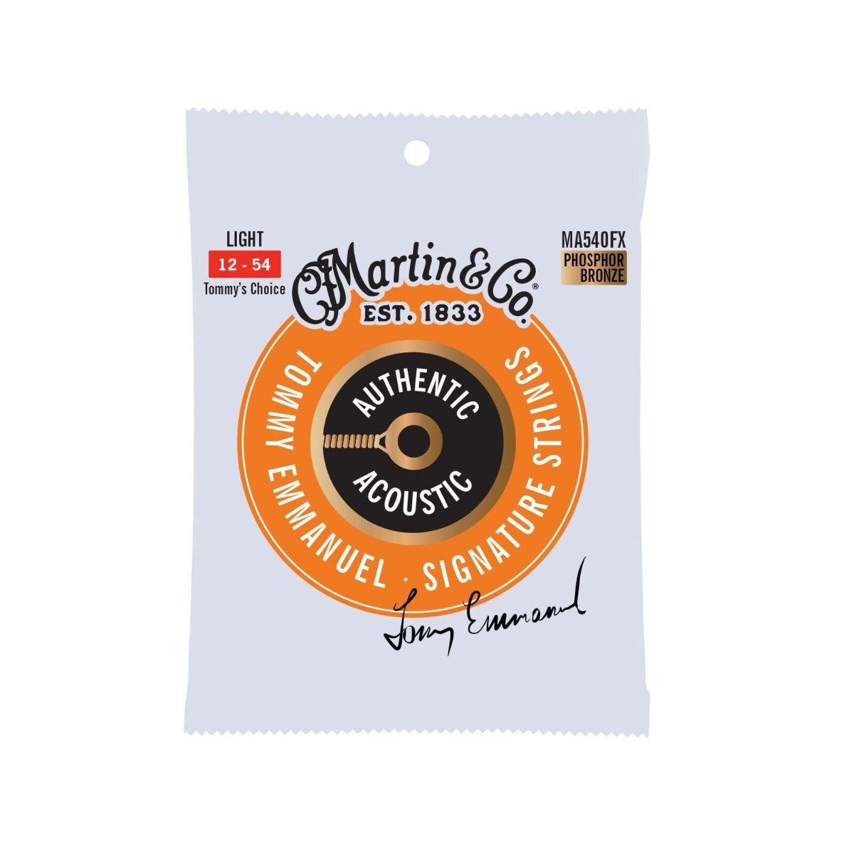 Martin MA540FX Authentic Acoustic Flexible Core Guitar Strings Phosphor Bronze Light "Tommy's Choice" 12-54