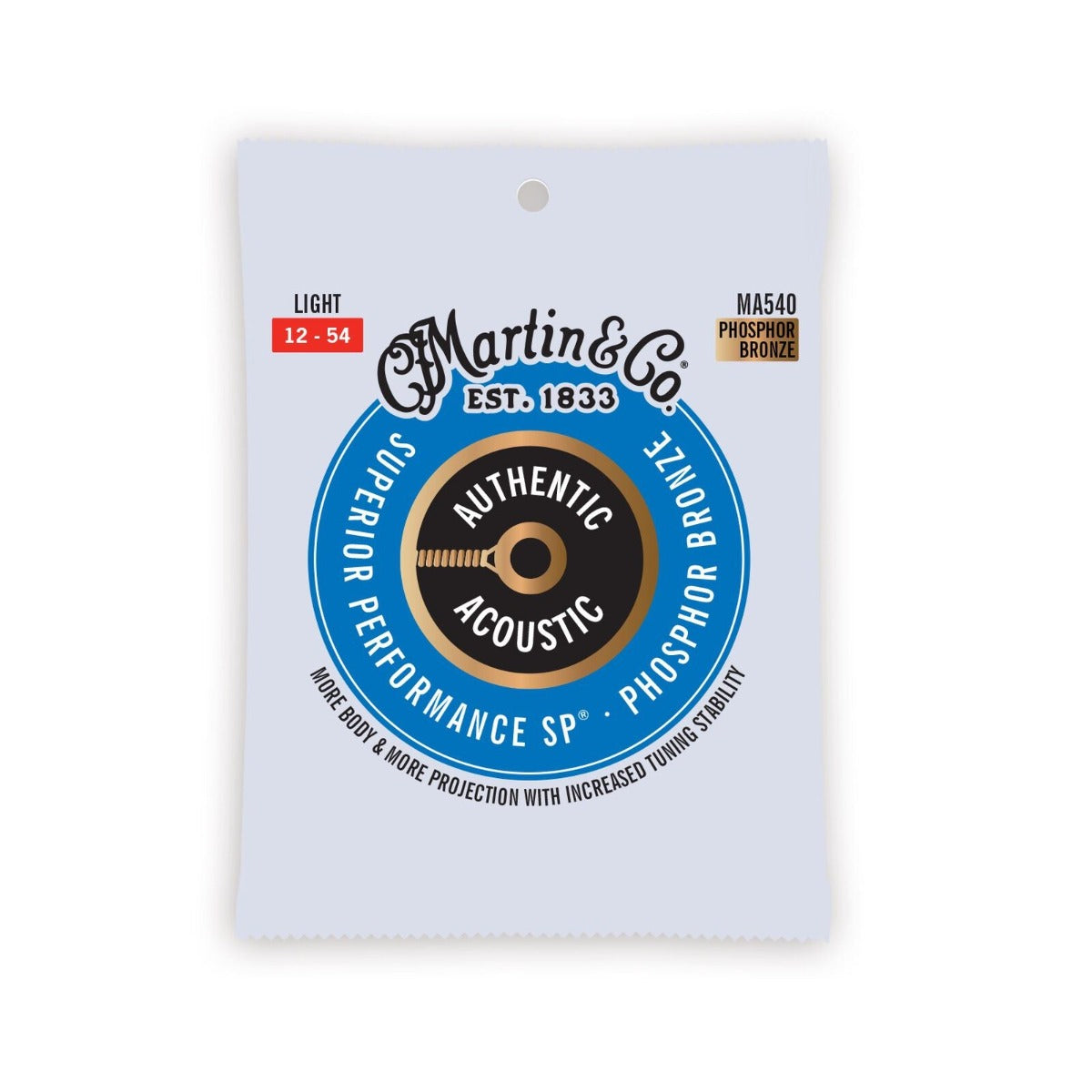 Martin MA540 Authentic Acoustic SP Guitar Strings Phosphor Bronze Light 12-54