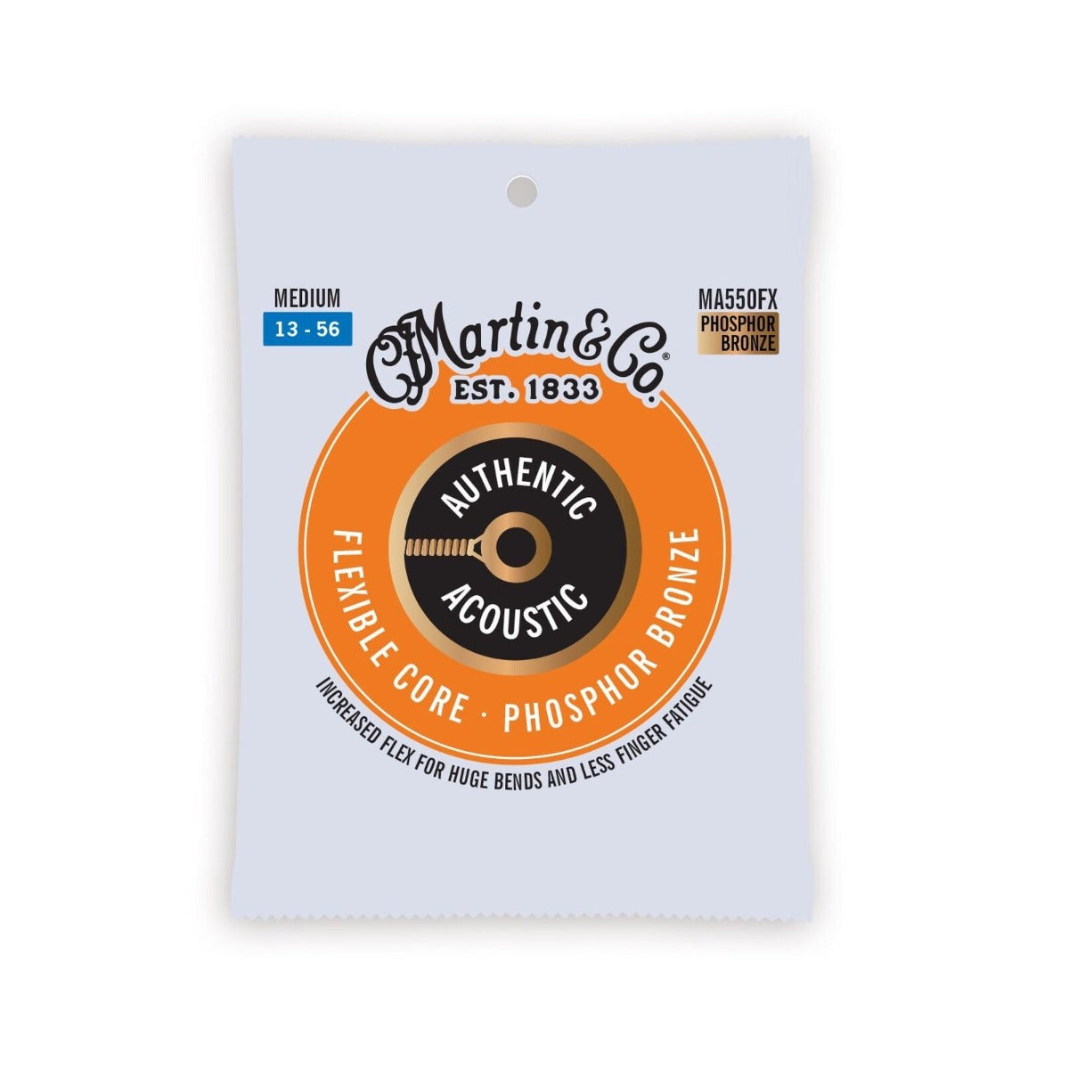 Martin MA550FX Authentic Acoustic Flexible Core Guitar Strings Phosphor Bronze Medium 13-56