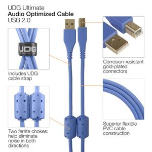 UDG Ultimate U95003 USB2 Cable A-B Blue Straight 3m