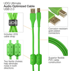 UDG Ultimate U95001 USB2 Cable A-B Green Straight 1m