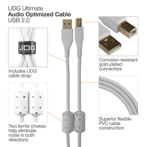 UDG Ultimate U95001 USB2 Cable A-B White Straight 1m