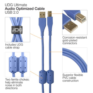 UDG Ultimate U95005 USB2 Cable A-B Blue Angled 2m