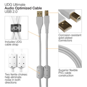 UDG Ultimate U95006 USB2 Cable A-B White Angled 3m