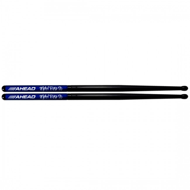 Ahead Metal Fuse 2B Long Taper Aluminium Black Tip Drumsticks Pair