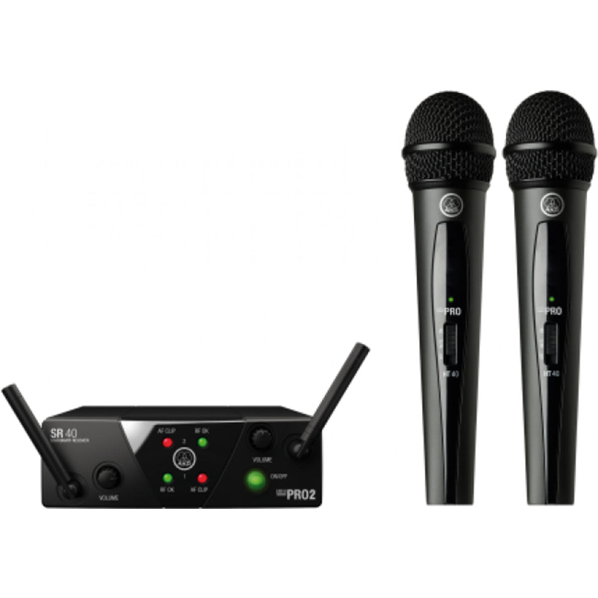 AKG WMS40 Mini Wireless Microphone System Dual Handheld Vocal Set Band A/C