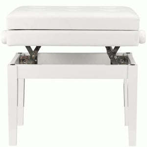 Beale BPB220 Piano Bench Plush Cushion White w/ Storage