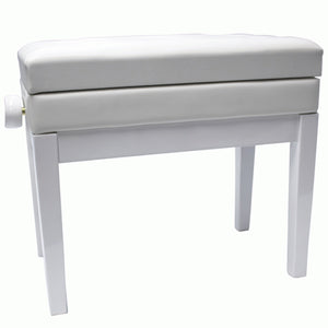 Beale BPB220 Piano Bench Plush Cushion White w/ Storage