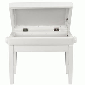 Beale BPB220 Piano Bench Plush Cushion White w/ Storage