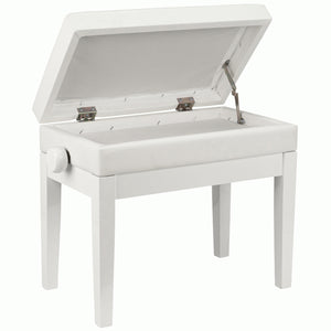 Beale BPB220 Piano Bench Plush Cushion White w/ Storage