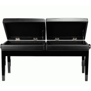 Beale BPB990 Dual Adjustable Duet Piano Bench Black w/ Storage