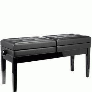 Beale BPB990 Dual Adjustable Duet Piano Bench Black w/ Storage