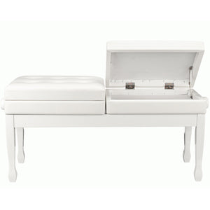 Beale BPB990 Dual Adjustable Duet Piano Bench White w/ Storage