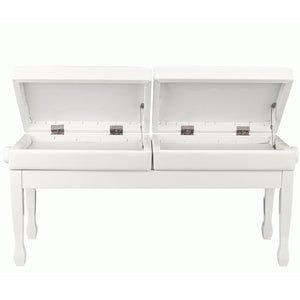 Beale BPB990 Dual Adjustable Duet Piano Bench White w/ Storage