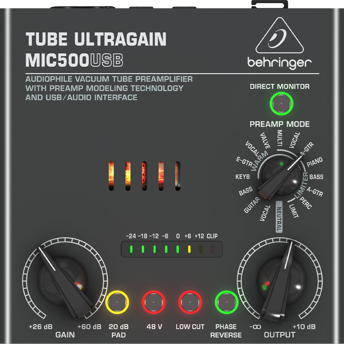 Behringer Tube Ultragain MIC500USB Preamp w/ USB Audio Interface