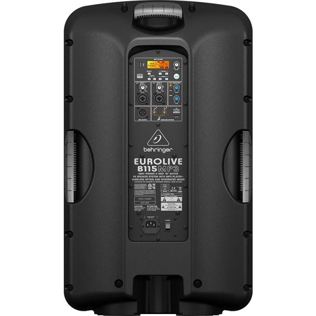 2 x behringer b115 w/mp3 player pair