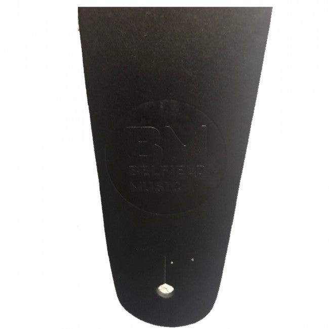 BM Guitar Strap Poly Black w/ Embossed Belfield Music Logo Close