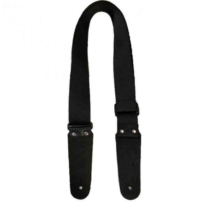 BM Guitar Strap Poly Black w/ Silver Foil Belfield Music Logo Back