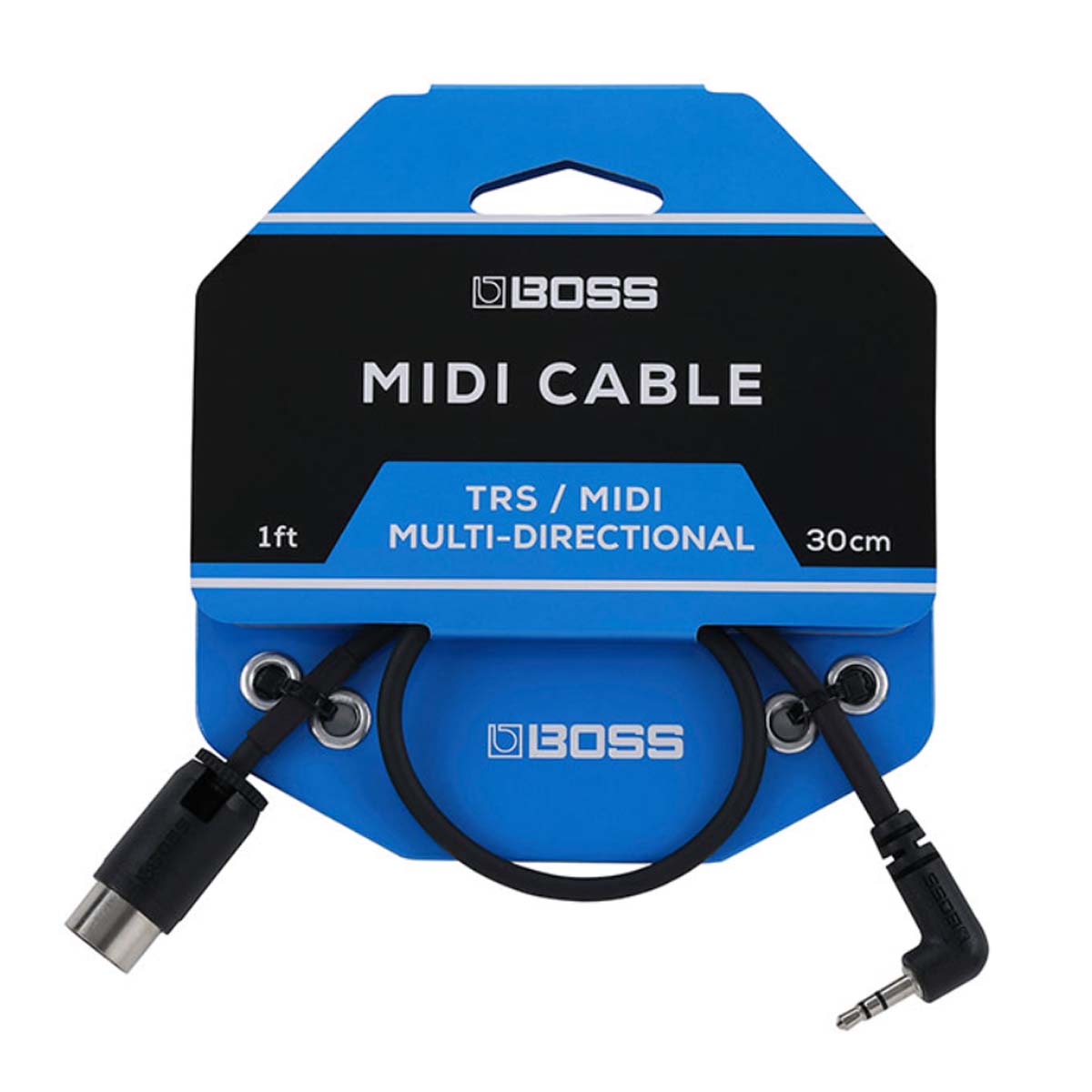 Boss BMIDI-1-35 MIDI 1ft (30cm) Cable w/ Right-Angle 3.5mm TRS &amp; 5-pin DIN Connector