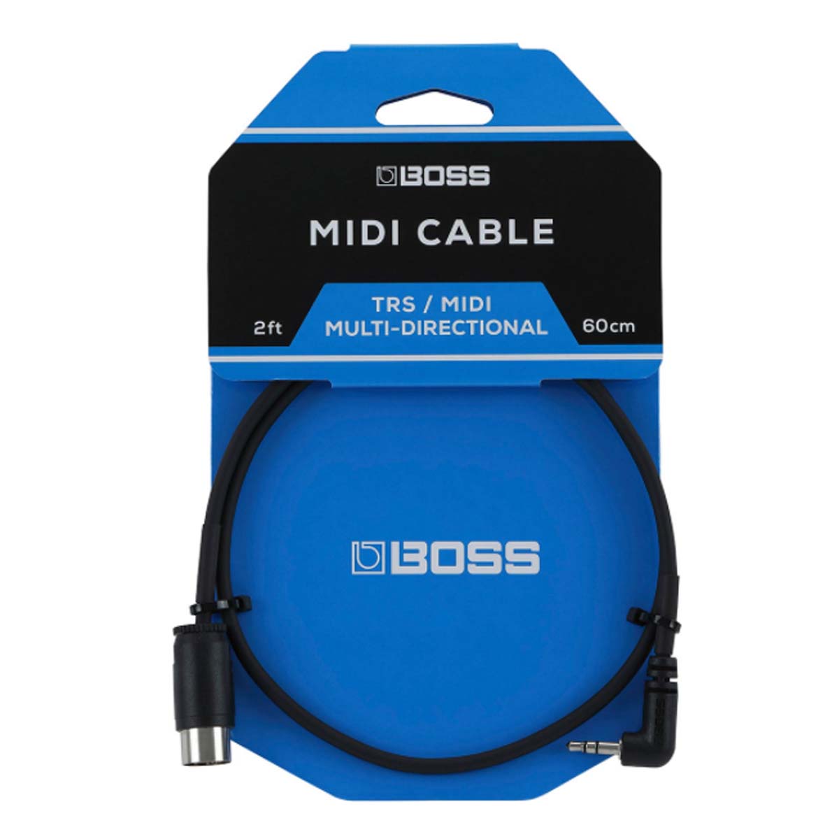 Boss BMIDI-2-35 MIDI 2ft (60cm) Cable w/ Right-Angle 3.5mm TRS &amp; 5-pin DIN Connector