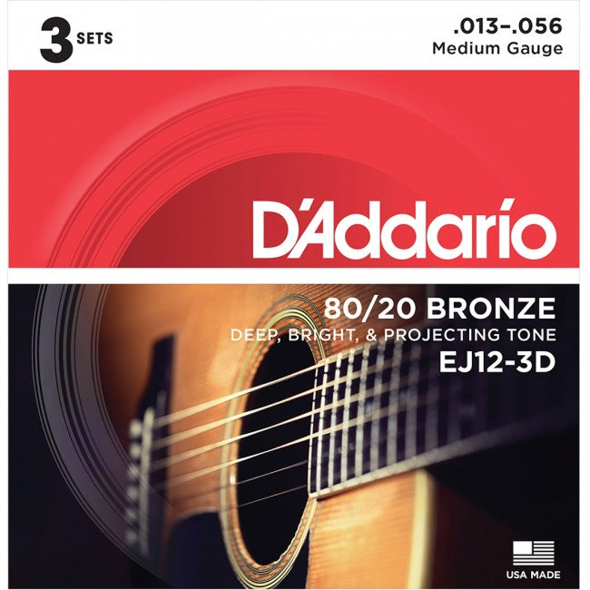 D'Addario EJ12-3D Acoustic Guitar Strings