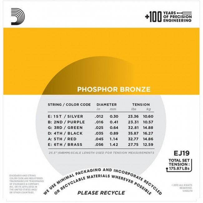 D'Addario EJ19 Acoustic Strings